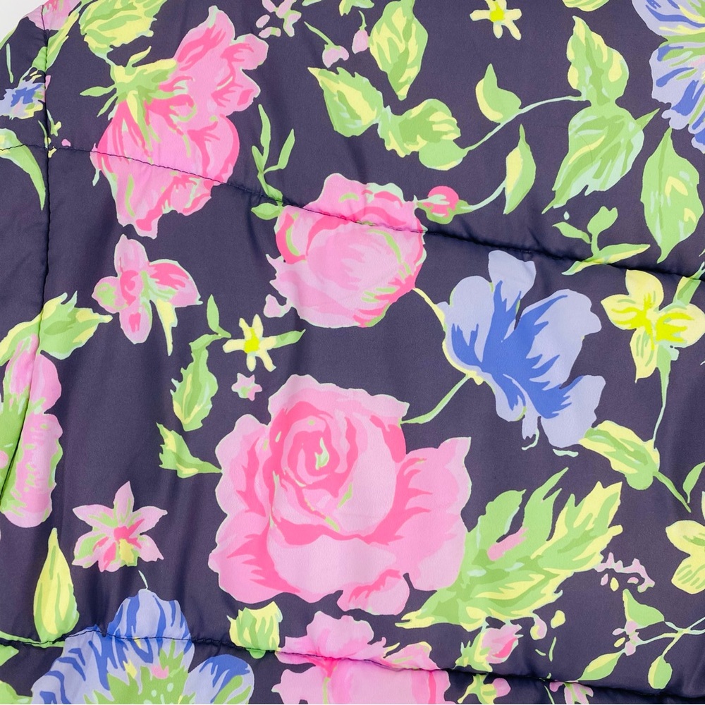 ASOS Floral Rose Print Oversized Puffer Jacket & Vest US Size 0 Button Up Coat - Picture 5 of 9